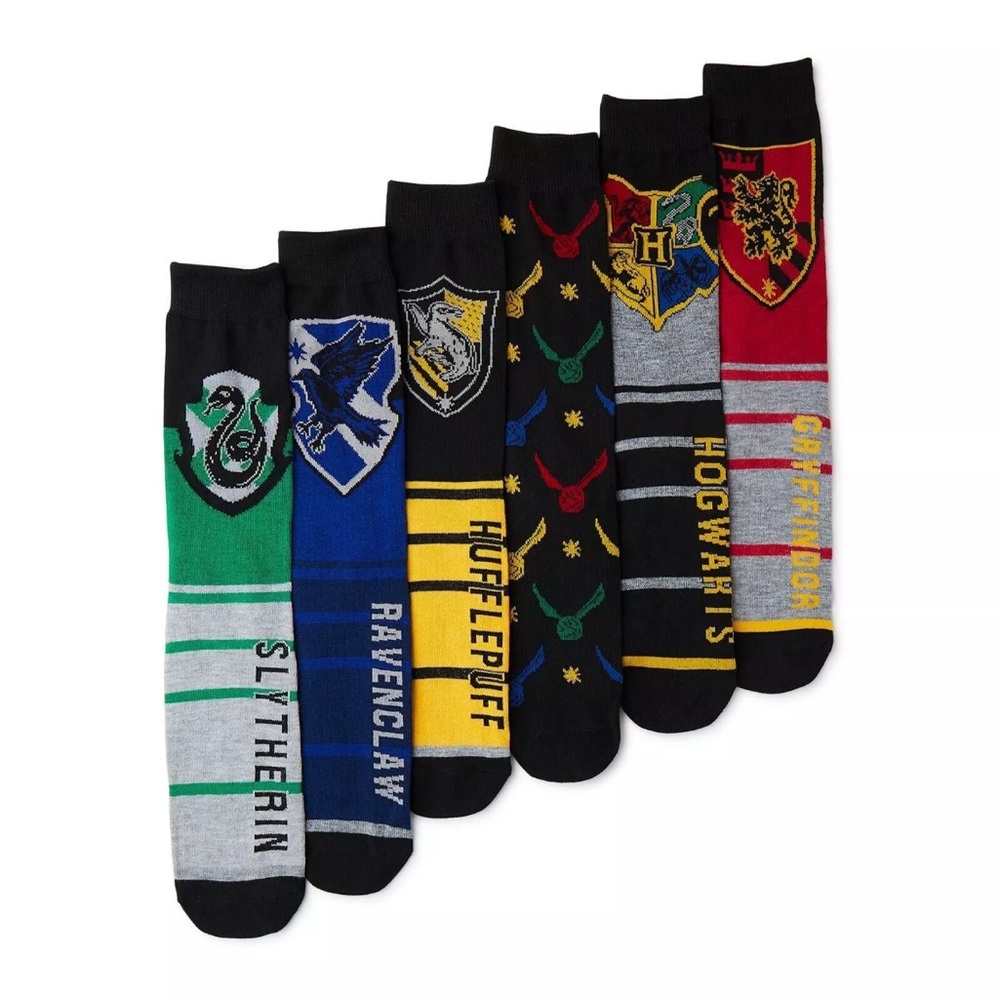 HARRY POTTER 6 Pair Casual Crew “House Themed” Socks 8-12